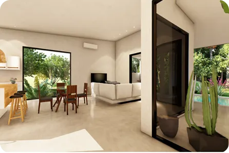 Casa Valley dining area next to the open kitchen