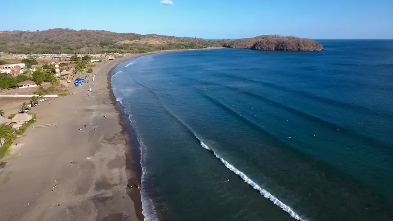 Aerial view of Playa Venao bay and beach on Panama's Azuero Peninsula