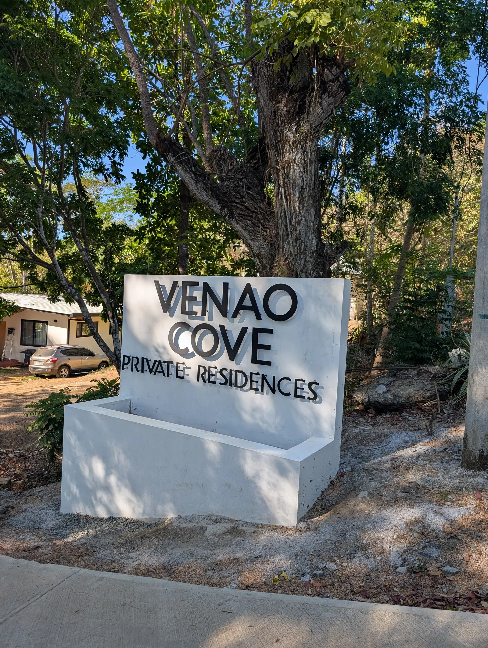 Venao Cove private residences sign at the site entrance in Playa Venao